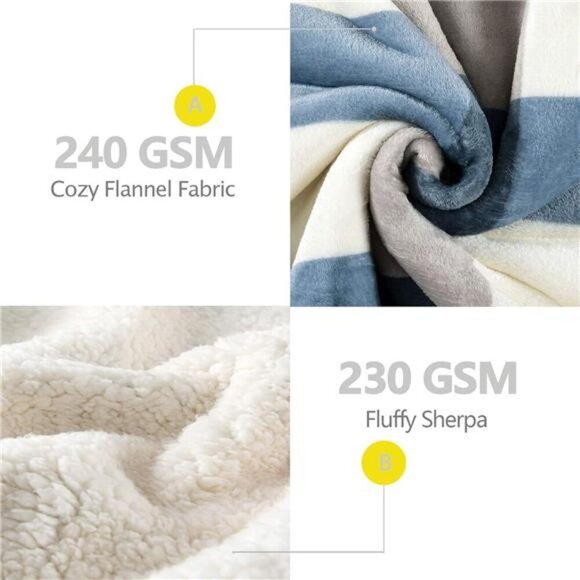 Sherpa Fleece Throw Blanket 60" x 80" Reversible Plush Fluffy Large Big Blanket - Picture 4 of 7